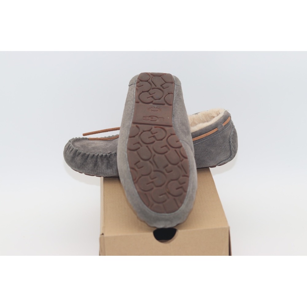UGG Dakota Pewter Suede Moccasin Slippers Grey Wool Lined 5612 Womens 8 - Picture 6 of 10